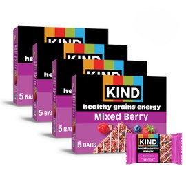 KIND Healthy Grains Energy Bars, Mixed Berry, 19g Whole Grains, Made with Super Grains, Gluten Free Snacks, 40 Ct.