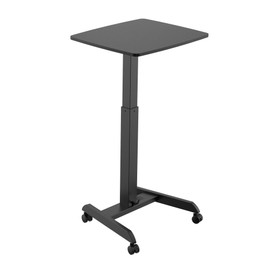 Kantek Mobile Sit Stand Laptop Cart, Adjustable Height (29"-49"), Rolling Laptop Computer Workstation 23.6" x 20.5", Foot Pedal Control, Steel Frame, Black
