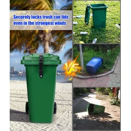 Trash Can Locks for Anti Animals, Universal Garbage Can Lock, Nylon Bear Proof Trash Bin Lid Lock, Adjustable and Easy to Install, Heavy-Duty Garbage Can Strap for Outdoor Trash Can, Black