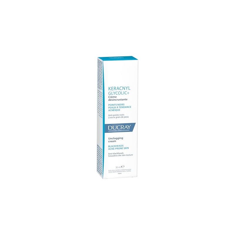 DUCRAY, Keracnyl Glycolic Crema Desincrustante, Disminuye Imperfecciones y Puntos Negros,
