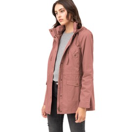 Made By Johnny MBJ WJC1845 Women's Zip Up Safari Military Anorak Jacket with Hood Drawstring S MAUVE