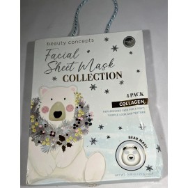 Beauty Concepts Facial Sheet Mask Collection 4 Pack Collagen , 0.88 oz. each