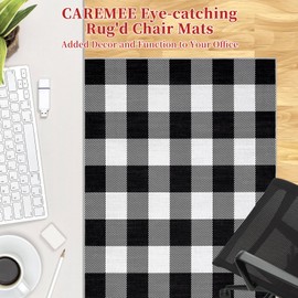 CAREMEE Office Chair Mats for Hardwood Floor, 48"X60" Christmas Desk Chair Mat, Computer Chair Mat Office Rug for Tile, Black and White Buffalo Plaid Gaming Carpet Floor Protector for Rolling Chair