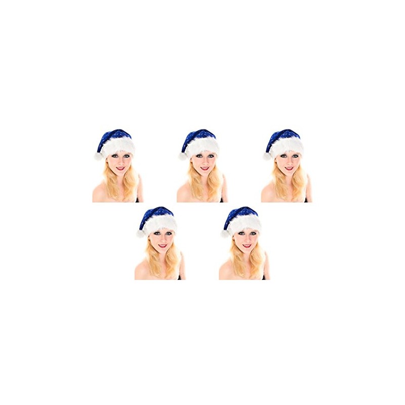 Ciffre Set of 5 Christmas Hats Santa Hat Blue Plush
