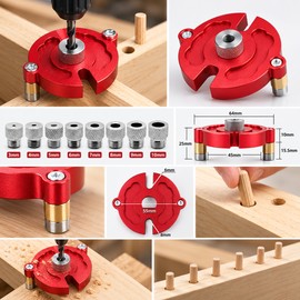 Self-Centering Woodworking Drill Guide with 8 Bushings, 3–10mm