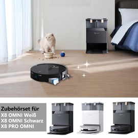 JKOISL Zubeh?r f??r ECOVACS DEEBOT X8 PRO Omni/ECOVACS DEEBOT X8 Omni, JKOISL 1*Main Rollb??rste 6*Staubbeutel 4*Seitenb??rsten 2*Filter 2*Mopp Wischt??cher, Ersatzteile Saugroboter Zubeh?rset
