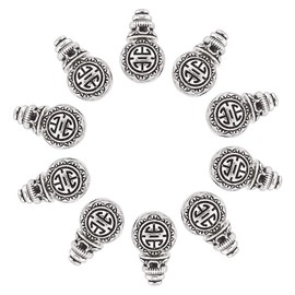 Cheriswelry Tibetan Silver Guru T-Drilled Loose Beads 3 Way Buddha Mala Prayer Cone Bead Caps for Jewelry Bracelets, Silver, pearls