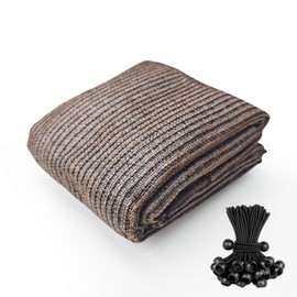 Shatex 90% Sun Shades for Patios 10x 12ft Shade Fabric Sun Shade Cloth Taped Edge with Grommets Sun-Block Mesh Shade for Pergola Cover Canopy Mocha, 12 Bungee Balls
