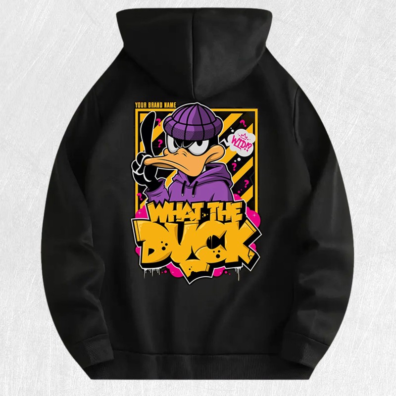 What the Duck Graffiti Hoodie 100% Cotton US Warehouse 7