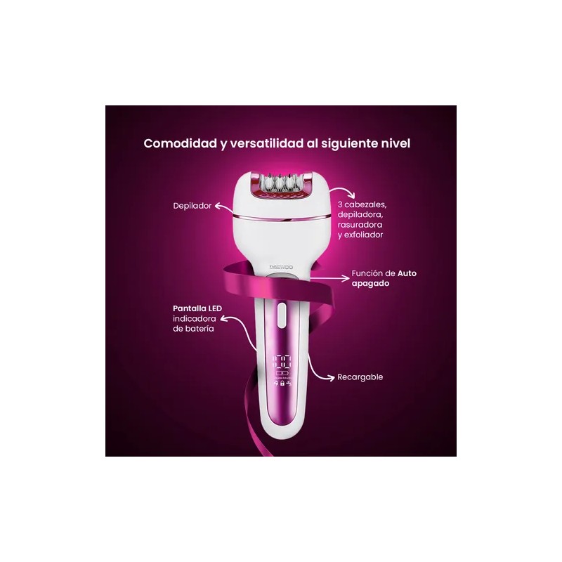 Depiladora Eléctrica Corporal Daewoo 3 En 1 Usb Dw-dgs2 Rosa