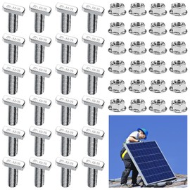 XSHAO Pack of 24 Hammer Head Screws M8 x 20 Stainless Steel A2-70, Hammer Head Screws M8 with 24 Flange Nuts M8 for PV Solar Mounting Rails Greenhouse and Photovoltaic