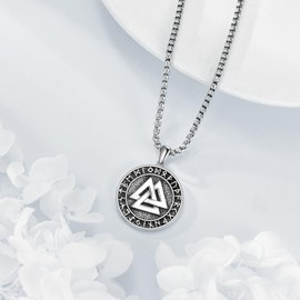 ONEFINITY Viking Necklace 925 Sterling Silver Valknut Viking Necklace Viking Pendant Valknut Viking Jewelry Gifts for Men Women