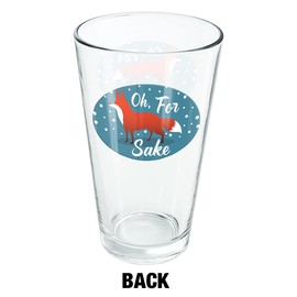 LOGOVISION Oh For Fox Sake Funny On Teal 16 oz Pint Glass, Tempered Glass, Printed Design & A Perfect Fan Gift | Great for Cold Beverages, Soda, Water