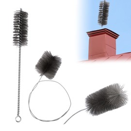 Ein Satz von 3 Ofenrohrbürsten 40 mm 80 mm 150 mm Kaminbürste Set, mit 1,5 Meter langem Stahldraht Ofenrohrbürste, Backofenbürsten Reinigungsset Kesselbürste Schornsteinkehrbürste Kaminbürste Stahldra