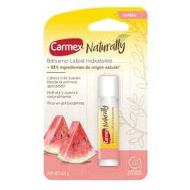 Carmex, Bálsamo Labial Hidratante Naturally sabor Sandía, con ingredientes Naturales, Hidrata y Suaviza Naturalmente, Rico en Antioxidantes, 4.25 gr  