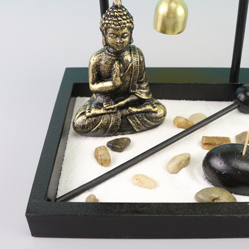 Sitting Buddha Ornament Statue Resin Zen Sand Garden Meditating Sculpture