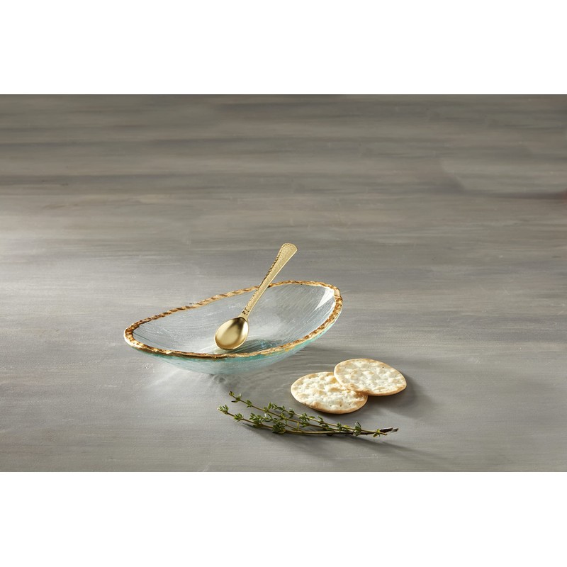 Mud Pie Gold Glass Dip Bowl Set, 7.5" x 1.75"