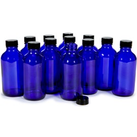 Vivaplex, 12, Cobalt Blue, 4 oz Glass Bottles, with Lids