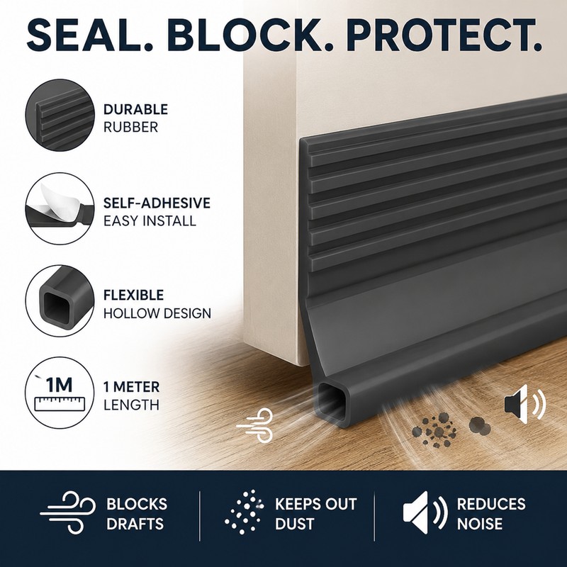 Door Bottom Seal Strip for Draft Blocking – 1M Self-Adhesive