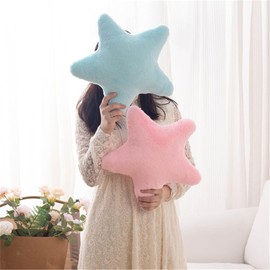 Cuddly Cushion Children's Star Cushion, Soft Fluffy Star Shape Decorative Cushion Sofa Cushion, Plush Cushion, Decorative Cushion for Girls and Boys, Home Bedroom Decoration (Blue, 40 cm)