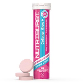 Nutriburst Collagen Beauty+ Effervescent Tablets - Vitamin C, Zinc & Biotin with Hyaluronic Acid - Hydration & Vitamins - Sugar Free, Vegan, Halal & Kosher - 15 Tablets