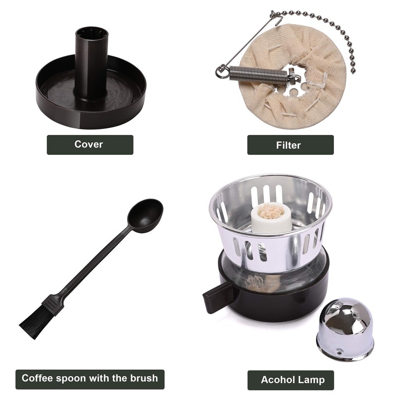 LUEUR Siphon Coffee Maker, Vacuum Coffee Brewer, Heat-Resistant 5-Cup Glass