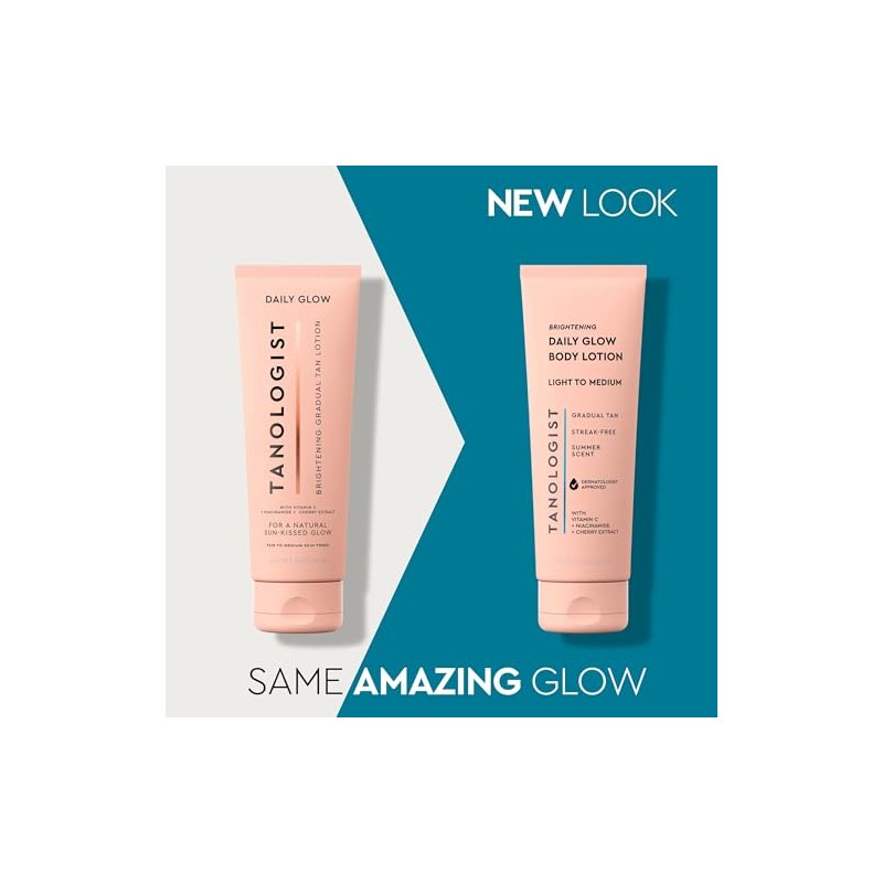 TANOLOGIST, Brightening Daily Glow Tan Lotion, Crema Bronceadora Gradual, Niacinamida,