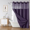 eachope Purple No Hook Waffle Weave Shower Curtain with snap-in