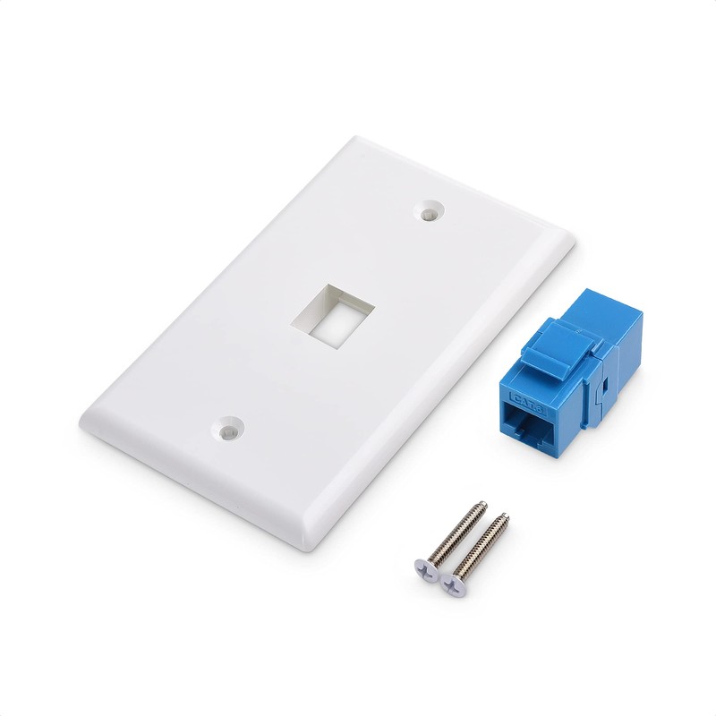 Cable Matters 2-Pack 1-Port Ethernet Wall Plate, White, Cat6 Wall