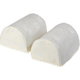 Classic Home Store Decorative Jacquard Damask Pair of Standard Round Arm Caps Antimacassar Furniture Protector (Cream)
