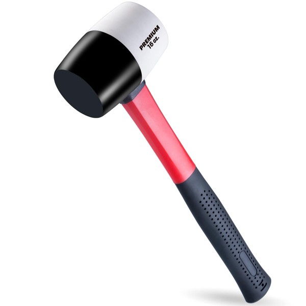 EFFICERE 16 oz. Premium White/Black Dual-Color Rubber Mallet Hammer |
