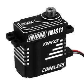 INJORA Coreless High Torque Micro Servo with Mount and Servo Horn for SCX24 C10 JLU Bronco Axial 1/24 RC Crawler Car Upgrade Parts (Black)