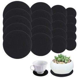 QWLWBU 20Pcs Plant Coasters Mat Reversible Absorbent Plant Pot Coaster 4/6/8/10inch Round Fabric Plant Pad Flower Pot Saucers Plant Tray for Gardening Indoors Outdoor(Black,Size:4/6/8/10 Inch)