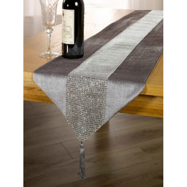 Emma Barclay Eclat - Diamante Sparkle Tasselled Table Runner in