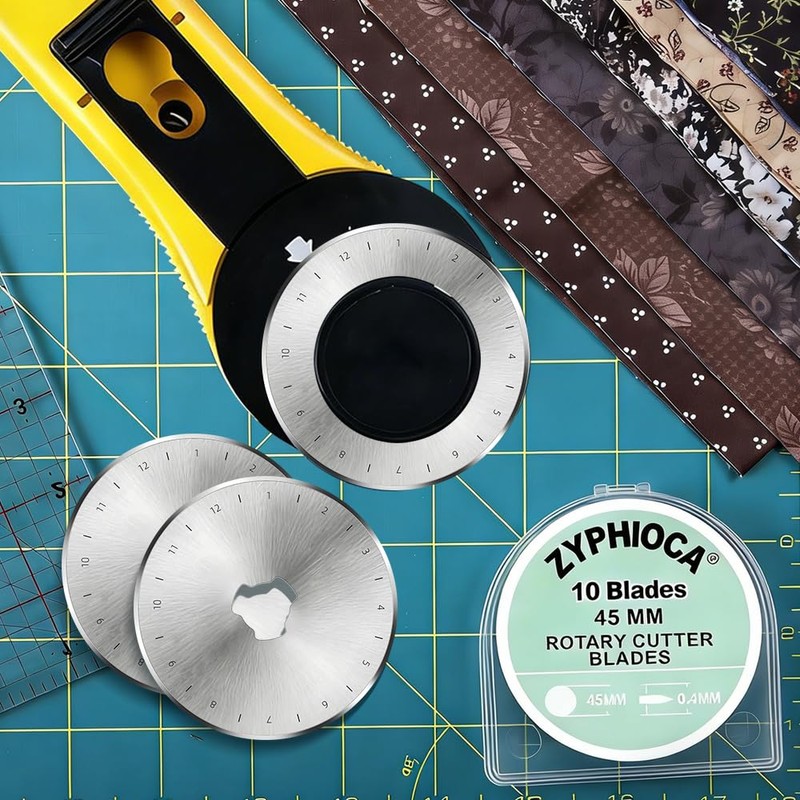 45mm Rotary Cutter Blades 10Pcs by Zyphioca, Fits Fiskars, OLFA,