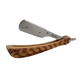 Burn In Wooden Barber Straight Razor with Stainless Steel Holder