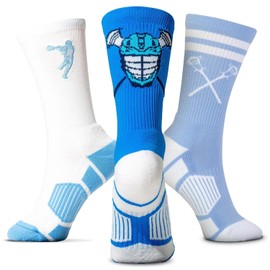 ChalkTalkSPORTS Lacrosse Performance Crew Socks - Player - Set of 3 - Lacrosse Mid-Calf Socks - Adult