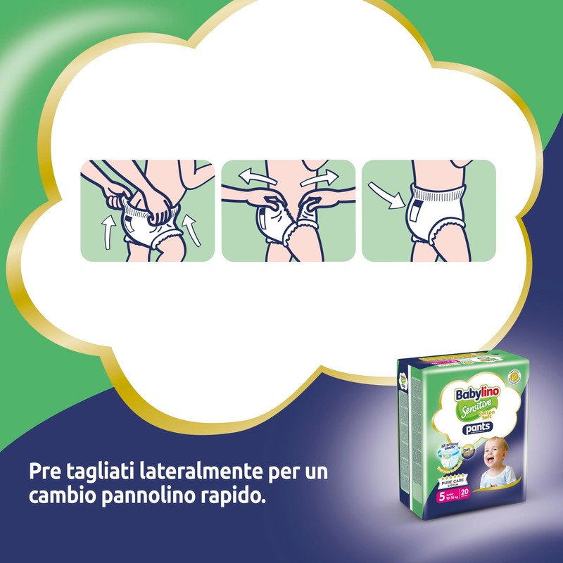 Babylino Sensitive Cotton Soft Nappies Size 5 Pants Junior (10-16