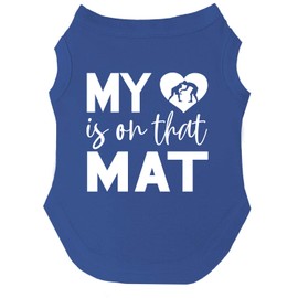 My Heart is On That Mat Wrestling Dog Tee Shirt | Sleeveless | Sizes for Puppies, Toys and Large Breeds (Royal Blue, Small 1047)