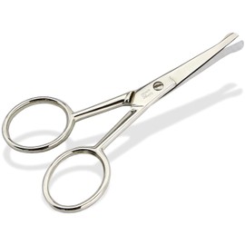 Profi Bartschere aus Solingen Haarschere Nasenhaarschere Made in Germany Bartpflege Schere Solinger Schnurrbartschere mit Abgerundeten Spitzen zum Kürzen von Barthaaren, Ohrhaaren und Nasenhaaren