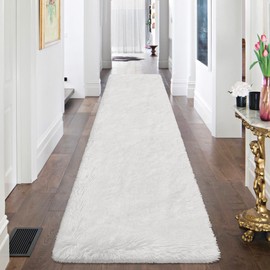 JiaoBaba Runner Rug for Bedroom White 2x8ft Fluffy Area Rug Bedside Runner Rug for Kids Room Boys Teens Nursery Baby Living Room Dorm Home Decor Carpets