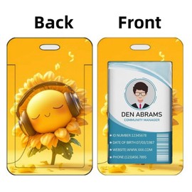 Sliding Badge Holder with Lanyard, Sunflower ID Badge Reel Retractable Heavy Duty and Detachable Tag Clips for Teacher Student Nurse Medical Worker Office Women Men