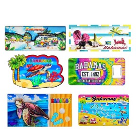 Bahamas Souvenir Gift Magnet Bulk 6 Pack Set – Unique Bahamas Fridge Magnets for Refrigerator, Vacation Collectors Travel Nassau Bimini Keepsake Souvenirs Men & Women, Maps Dolphins Turtles Palm Trees
