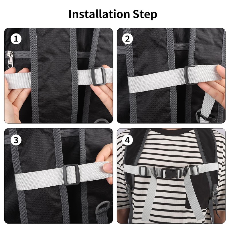 Jiusely 2PCS Backpack Chest Strap, Adjustable Sternum Strap with Quick