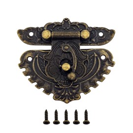 Padlock Latch Hasp Buckle Latch, Embossing Decorative Brass Hasp Clasp Latch Lock Retro Decorative Latch Hasp for Wooden Box Case Drawer Cabinet (M)