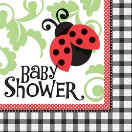 Unique Party 44097 - Ladybird Party Baby Shower Napkins, Pack of 16
