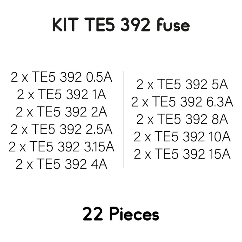 Set of 22 x 11 Values TE5 392 Fuses for