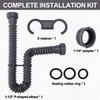 Sink Drain Kit, 1-1/2 Inch Expandable Flexible P-Trap 7.5 Inch