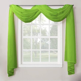 Decotex 1 Piece Sheer Voile Home Decor Fully Hemmed Scarf Valance Swag Topper (54" X 216", Lime Green)