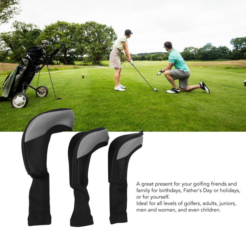 3Pcs Golf Club Head Covers 1 3/5 UT Breathable Mesh